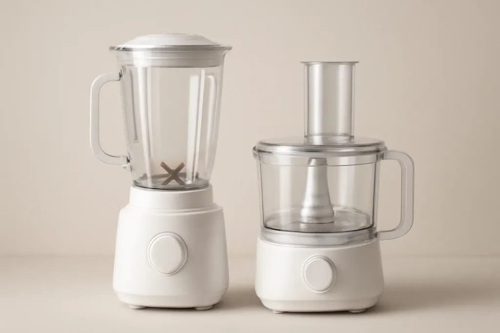 Photo illustrating blender vs food processor