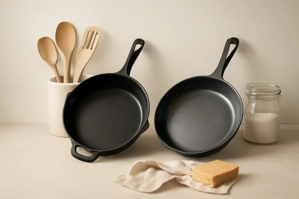 A second photo showing a related step or detail for cast iron vs carbon steel skillets