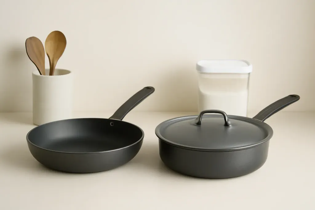 Photo illustrating frying pan vs sauté pan