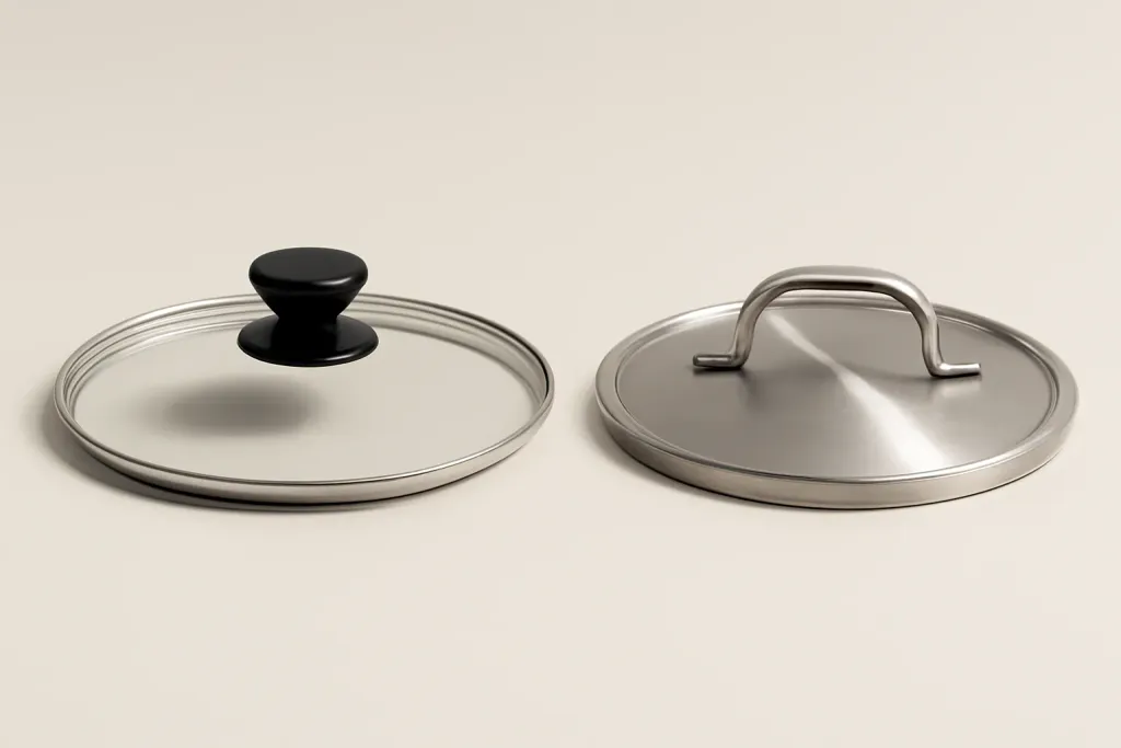 Photo illustrating glass lids vs metal lids