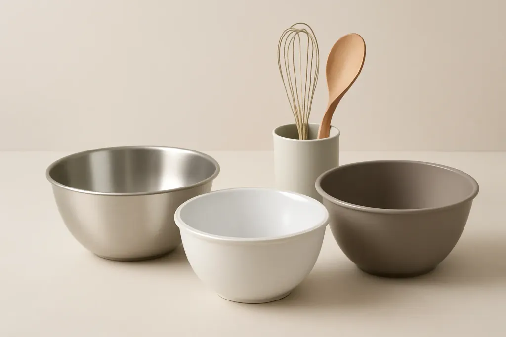 A second photo showing a related step or detail for mixing bowl materials compared