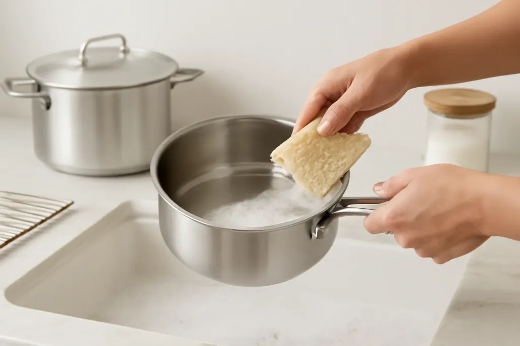 A second photo showing a related step or detail for stainless steel cookware sets what to look for